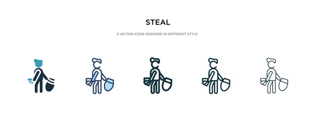 steal icon in different style vector illustration. two colored and black steal vector icons designed in filled, outline, line and stroke style can be used for web, mobile, ui