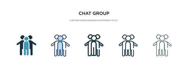 Wall Mural - chat group icon in different style vector illustration. two colored and black chat group vector icons designed in filled, outline, line and stroke style can be used for web, mobile, ui