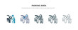 © zaurrahimov - parking area icon in different style vector illustration. two colored and black parking area vector icons designed in filled, outline, line and stroke style can be used for web, mobile, ui