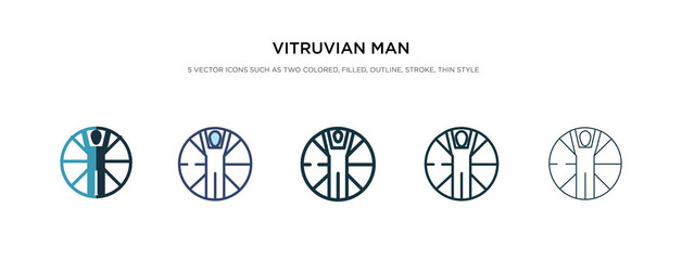 Sticker - vitruvian man icon in different style vector illustration. two colored and black vitruvian man vector icons designed in filled, outline, line and stroke style can be used for web, mobile, ui