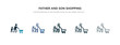 © zaurrahimov - father and son shopping icon in different style vector illustration. two colored and black father and son shopping vector icons designed in filled, outline, line stroke style can be used for web,