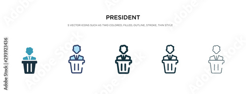 Fotomural president icon in different style vector illustration
