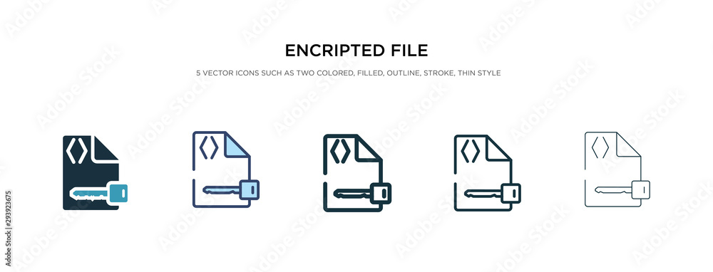 encripted file icon in different style vector illustration. two colored ...