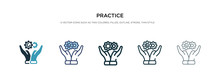 Practice Icon In Different Style Vector Illustration. Two Colored And Black Practice Vector Icons Designed In Filled, Outline, Line And Stroke Style Can Be Used For Web, Mobile, Ui