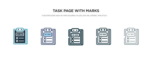 Wall Mural - task page with marks icon in different style vector illustration. two colored and black task page with marks vector icons designed in filled, outline, line and stroke style can be used for web,