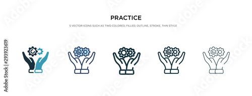 Fotomural practice icon in different style vector illustration