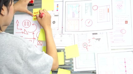 Wall Mural - designer web development website template design user ui application on paper or framework layout fo