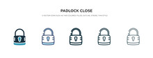 Padlock Close Icon In Different Style Vector Illustration. Two Colored And Black Padlock Close Vector Icons Designed In Filled, Outline, Line And Stroke Style Can Be Used For Web, Mobile, Ui