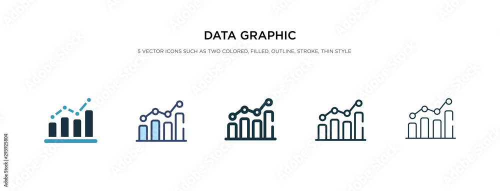 data graphic icon in different style vector illustration. two colored ...