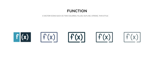 function icon in different style vector illustration. two colored and black function vector icons designed in filled, outline, line and stroke style can be used for web, mobile, ui
