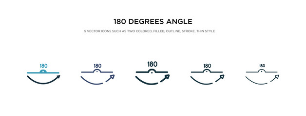 180 degrees angle icon in different style vector illustration. two colored and black 180 degrees angle vector icons designed in filled, outline, line and stroke style can be used for web, mobile, ui