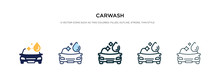 Carwash Icon In Different Style Vector Illustration. Two Colored And Black Carwash Vector Icons Designed In Filled, Outline, Line And Stroke Style Can Be Used For Web, Mobile, Ui