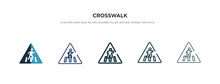 Crosswalk Icon In Different Style Vector Illustration. Two Colored And Black Crosswalk Vector Icons Designed In Filled, Outline, Line And Stroke Style Can Be Used For Web, Mobile, Ui