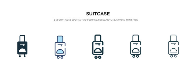 suitcase icon in different style vector illustration. two colored and black suitcase vector icons designed in filled, outline, line and stroke style can be used for web, mobile, ui