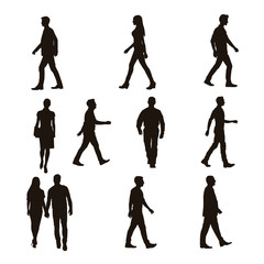 People Walking Silhouettes