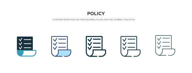 Wall Mural - policy icon in different style vector illustration. two colored and black policy vector icons designed in filled, outline, line and stroke style can be used for web, mobile, ui