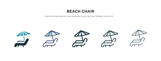 Wall Mural - beach chair icon in different style vector illustration. two colored and black beach chair vector icons designed in filled, outline, line and stroke style can be used for web, mobile, ui