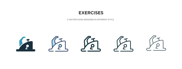 exercises icon in different style vector illustration. two colored and black exercises vector icons designed in filled, outline, line and stroke style can be used for web, mobile, ui