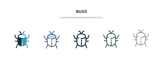 Wall Mural - bugs icon in different style vector illustration. two colored and black bugs vector icons designed in filled, outline, line and stroke style can be used for web, mobile, ui