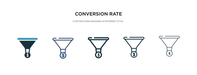 Poster - conversion rate optimization icon in different style vector illustration. two colored and black conversion rate optimization vector icons designed in filled, outline, line and stroke style can be