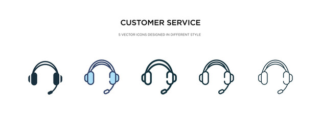 Wall Mural - customer service headset icon in different style vector illustration. two colored and black customer service headset vector icons designed in filled, outline, line and stroke style can be used for
