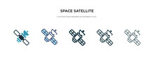 Space Satellite Icon In Different Style Vector Illustration. Two Colored And Black Space Satellite Vector Icons Designed In Filled, Outline, Line And Stroke Style Can Be Used For Web, Mobile, Ui