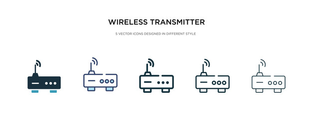 Wall Mural - wireless transmitter icon in different style vector illustration. two colored and black wireless transmitter vector icons designed in filled, outline, line and stroke style can be used for web,