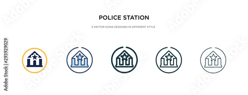 Fotomural police station icon in different style vector illustration
