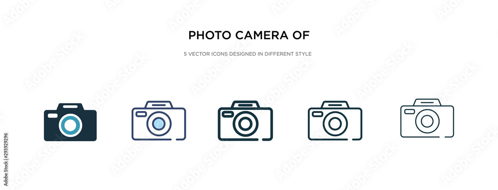 photo camera of rounded square shape icon in different style vector illustration. two colored and black photo camera of rounded square shape vector icons designed in filled, outline, line and stroke - obrazy, fototapety, plakaty 