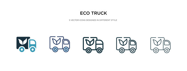 Wall Mural - eco truck icon in different style vector illustration. two colored and black eco truck vector icons designed in filled, outline, line and stroke style can be used for web, mobile, ui