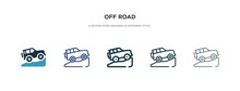 Off Road Icon In Different Style Vector Illustration. Two Colored And Black Off Road Vector Icons Designed In Filled, Outline, Line And Stroke Style Can Be Used For Web, Mobile, Ui