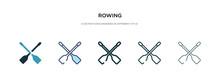 Rowing Icon In Different Style Vector Illustration. Two Colored And Black Rowing Vector Icons Designed In Filled, Outline, Line And Stroke Style Can Be Used For Web, Mobile, Ui