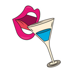 Poster - lips and cocktail drink