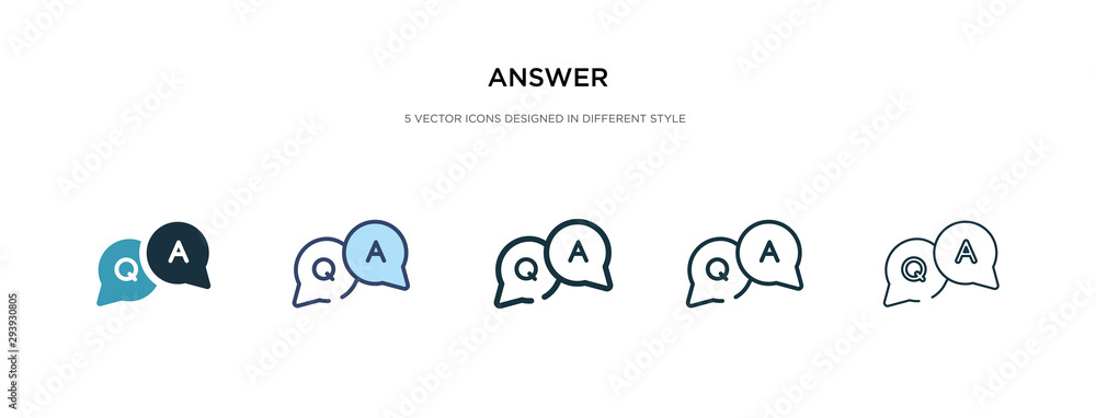 answer icon in different style vector illustration. two colored and black answer vector icons designed in filled, outline, line and stroke style can be used for web, mobile, ui - obrazy, fototapety, plakaty 