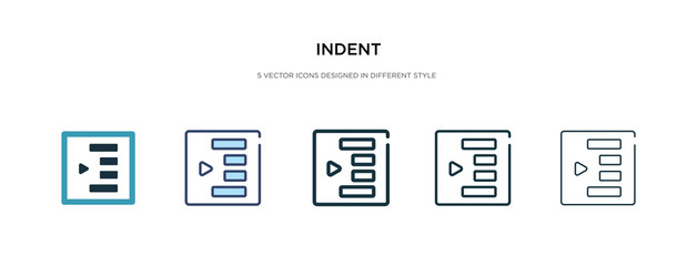 indent icon in different style vector illustration. two colored and black indent vector icons designed in filled, outline, line and stroke style can be used for web, mobile, ui