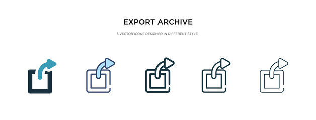 export archive icon in different style vector illustration. two colored and black export archive vector icons designed in filled, outline, line and stroke style can be used for web, mobile, ui