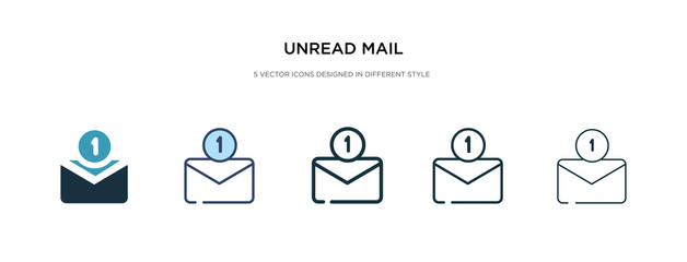 unread mail icon in different style vector illustration. two colored and black unread mail vector icons designed in filled, outline, line and stroke style can be used for web, mobile, ui