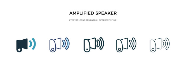 Wall Mural - amplified speaker icon in different style vector illustration. two colored and black amplified speaker vector icons designed in filled, outline, line and stroke style can be used for web, mobile, ui