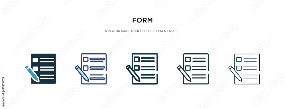 form icon in different style vector illustration. two colored and black form vector icons designed in filled, outline, line and stroke style can be used for web, mobile, ui - obrazy, fototapety, plakaty 