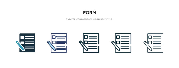 form icon in different style vector illustration. two colored and black form vector icons designed i
