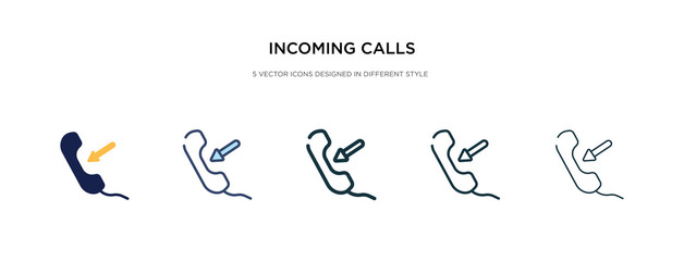 incoming calls icon in different style vector illustration. two colored and black incoming calls vector icons designed in filled, outline, line and stroke style can be used for web, mobile, ui