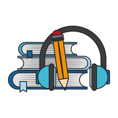 Poster - books and headphones isolated icon