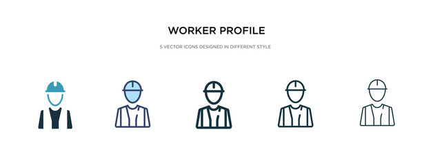 Wall Mural - worker profile icon in different style vector illustration. two colored and black worker profile vector icons designed in filled, outline, line and stroke style can be used for web, mobile, ui