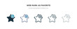 web mark as favorite star icon in different style vector illustration. two colored and black web mark as favorite star vector icons designed in filled, outline, line and stroke style can be used for