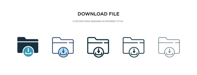 download file icon in different style vector illustration. two colored and black download file vecto