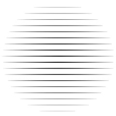 Poster - Abstract lines circle. Thin lines halftone circle element. Parallel, straight strips, stripes. Simple, basic geometric black and white circle illustration