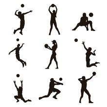 Volleyball Player Silhouettes