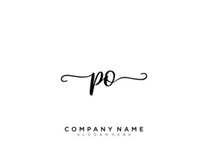 PO Initial Handwriting Logo Vector