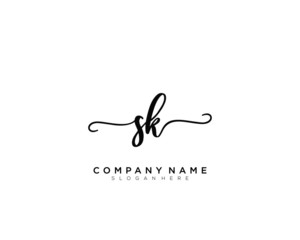 SK Initial Handwriting Logo Vector