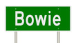 Rendering of a green highway sign for Bowie Maryland